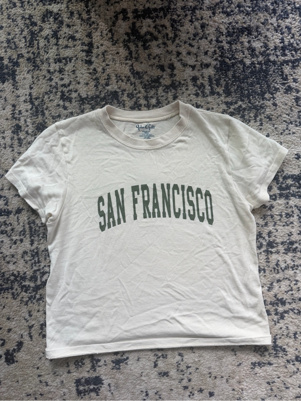 Brandy Melville Cream Tee with Green "San Francisco" Arch